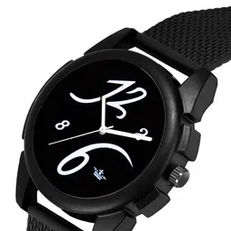 LOREM Men Black Printed Dial & Black Bracelet Style Straps Analogue Watch LR61 image 3