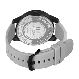 IIK COLLECTION Men Black & White Round Dial Adjustable Flexible Silicon Strap Watch image 4