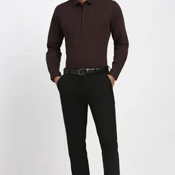 peter england Men Slim Fit Black Polyester Trousers image 2