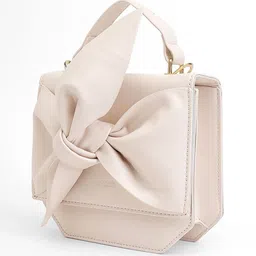 HAUTE SAUCE by Campus Sutra Leather Oversized Shopper Satchel with Bow Detail image 4