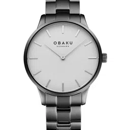 Obaku Men Silver-Toned Brass Dial & Grey Stainless Stee Straps Analogue Watch V247GXUISU image 1