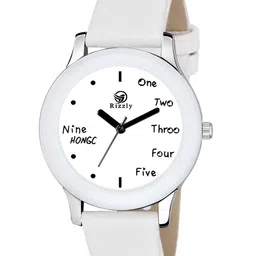 Septem Women White Printed Dial & White Leather Bracelet Style Straps Analogue Watch SP-117 White-Septem image 2