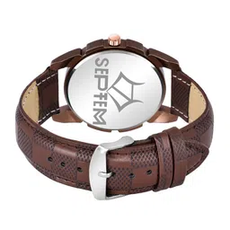 Septem Men Brown Patterned Dial & Brown Leather Straps Analogue Watch image 3