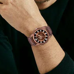 Septem Men Brown Patterned Dial & Brown Leather Straps Analogue Watch image 4