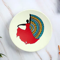 ARTYSTA BEAUTIFYING LIVES Off White & Red Flamenco Vibe Wall Plate-image-90