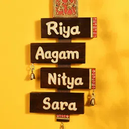 AAKRITI ART CREATIONS Brown & Red Textured Handcrafted Name Plate-image-56