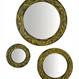 VAS collection home Yellow 3 Pieces Textured Wooden Wall Plates-picture-15