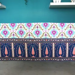 TARA- Sparkling Homes White & Purple Digital Printed Pure Cotton 6 Seater Table Cover image 4