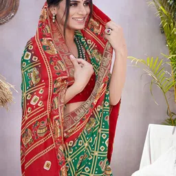 KALINI Ethnic Motifs Printed Zari Patola Saree image 5