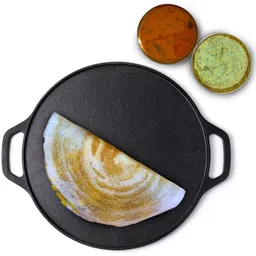 roston Cast Iron Tawa Dosa Cookware Flat Vessel Pre Seasoned Ideal for Cooking Tawa 30 cm diameter image 5
