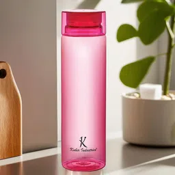 Kuber Industries Pink & Black Set of 6 Plastic Printed Water Bottle image 2