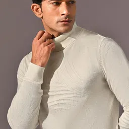 KINGDOM OF WHITE Men Turtleneck Knitted Regular Fit Sweater image 2