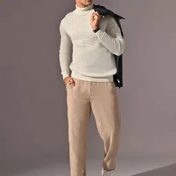 KINGDOM OF WHITE Men Turtleneck Knitted Regular Fit Sweater image 4