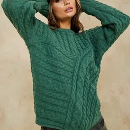 Styli Women Open Knit Pullover-image-60