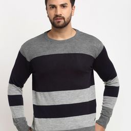 Club York Men Black & Grey Striped Pullover-picture-22