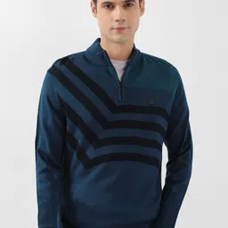 Peter England Casuals Men Navy Blue Printed-image-5