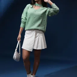 Tokyo Talkies Women Pullover with Embellished Detail image 5