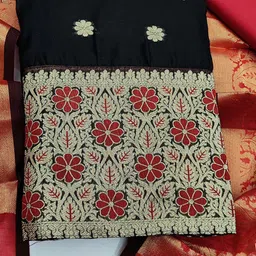 MANVAA Floral Woven Design Zari Banarasi Jacquard Unstitched Dress Material-picture-12