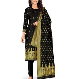 MANVAA Ethnic Motifs Woven Design Zari Unstitched Dress Material-picture-4