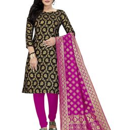 MANVAA Ethnic Motifs Woven Design Banarasi Silk Unstitched Dress Material-picture-35