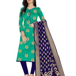 MANVAA Flral Embroidered Banarasi Unstitched Dress Material-picture-32