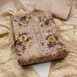 MANVAA Floral Printed Zari Organza Unstitched Dress Material-picture-11