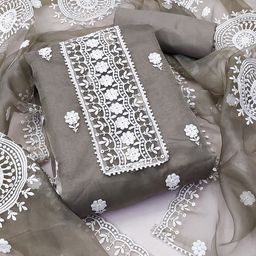 MANVAA Embroidered Organza Unstitched Dress Material-picture-10