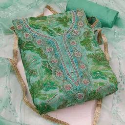 KALINI Floral Embroidered Organza Unstitched Dress Material-picture-14