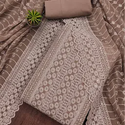 Peachmode Embroidered Silk Georgette Unstitched Dress Material image 1