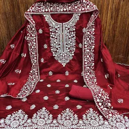 manvaa MANVAAFloral Embroidered Unstitched Dress Material-picture-36