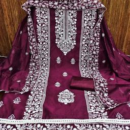 Peachmode Floral Embroidered Unstitched Dress Material-picture-4