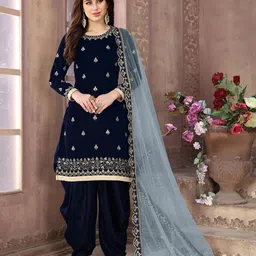 ODETTE Embroidered Semi-Stitched Dress Material-picture-31