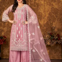 ODETTE Embroidered Semi-Stitched Dress Material-picture-19