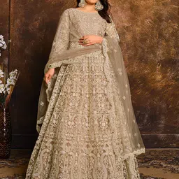 ODETTE Embroidered Semi-Stitched Dress Material-picture-10