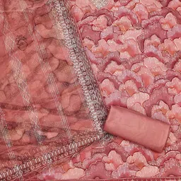 KIMISHA Printed Organza Unstitched Dress Material image 4