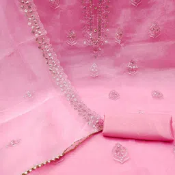 MANVAA Ethnic Motifs Embroidered Sequined Unstitched Dress Material image 2