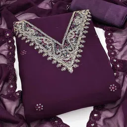 KALINI Floral Embroidered Unstitched Dress Material image 3