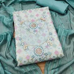 KALINI Embellished Unstitched Dress Material image 2