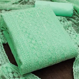 Peachmode Floral Embroidered Sequinned Silk Georgette Unstitched Dress Material image 2