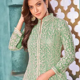 ODETTE Embroidered Semi-Stitched Dress Material image 2