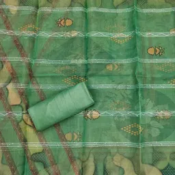 KIMISHA Printed Organza Unstitched Dress Material image 4