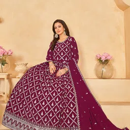 ODETTE Embroidered Semi-Stitched Dress Material image 2