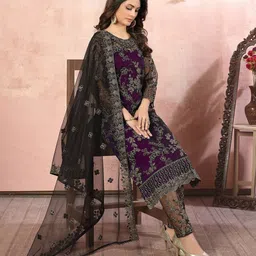 ODETTE Embroidered Semi-Stitched Dress Material image 4