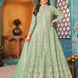ODETTE Embroidered Semi-Stitched Dress Material image 3