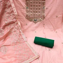 KALINI Ethnic Motifs Embroidered Beads and Stones Detail Unstitched Dress Material image 4