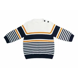 LASNAK Girls White & Black Striped Striped Pullover-picture-16