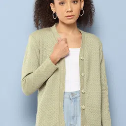 The Roadster Lifestyle Co Women Open Knit Woolen Cardigan-picture-13