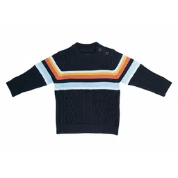 LASNAK Girls Navy Blue & Black Colourblocked Pullover-picture-20