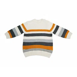 LASNAK Girls Off White & Black Striped Pullover-picture-20