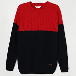 Fame Forever by Lifestyle Boys Navy Blue & Red Colourblocked Colourblocked Sweater Vest-picture-52